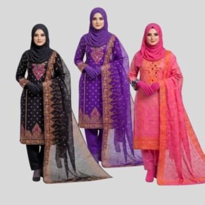 ৩পিস ক্লকপ্রিন্ট থ্রিপিস মাত্র ১২০০ টাকা